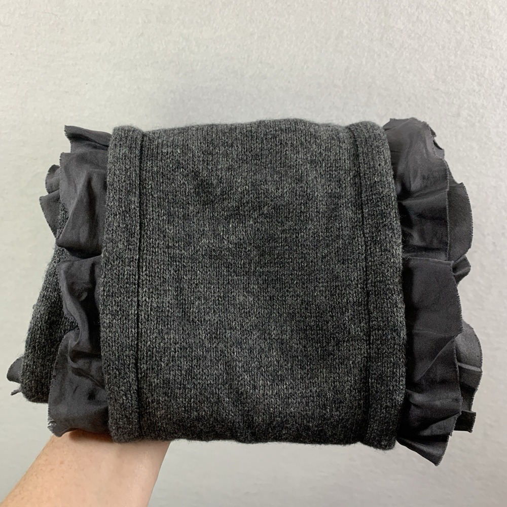 Banana Republic Womens‎ Cashmere Blend Silk Ruffle Scarf Gray Whimsigoth Boho